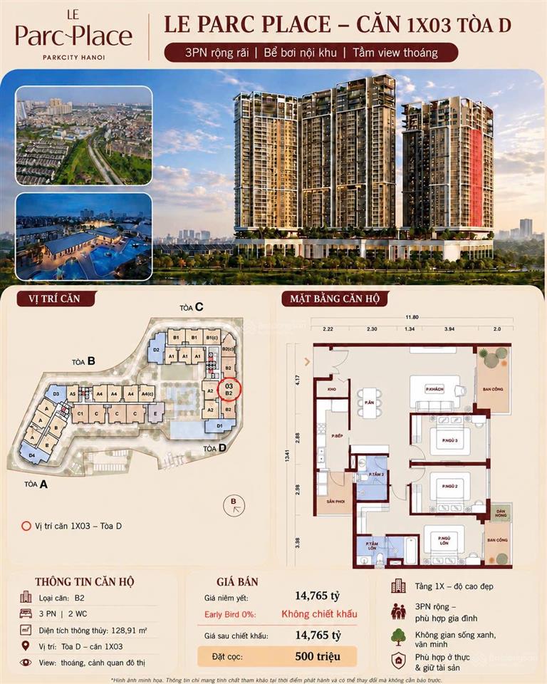 Cđt mở bán căn hộ 3pn ban công đông nam view công viên nội khu cực chất