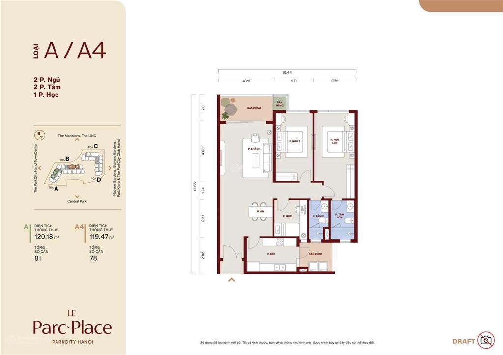 Mở bán căn hộ 2pn+ diện tích lớn 120m2 view thành phố