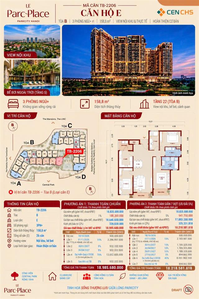 Cđt mở bán căn e  hàng hiếm tầng 22 siêu đẹp