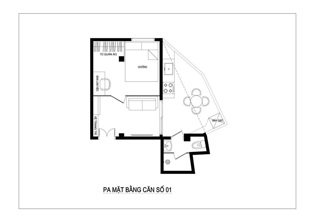 Cho thuê dài hạn căn hộ tập thể full đồ, 32m² ở 30b đoàn thị điểm, ô chợ dừa