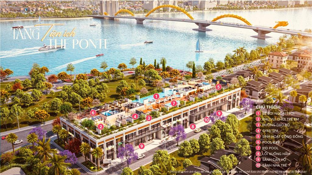 Cho thuê shophouse khối đế ponte  mặt tiền trần hưng đạo ngang 7m diện tích 85m2 chủ hoàn thiện