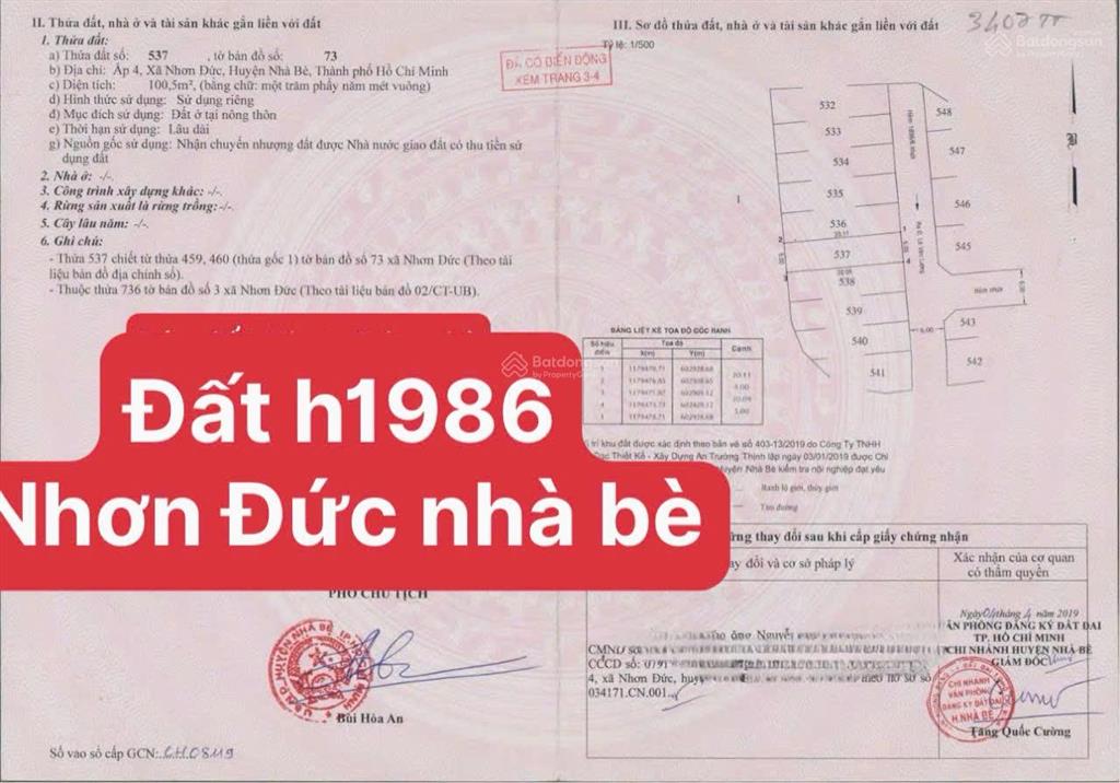 Bán đất h1986 nhơn đức nhà bètphcm