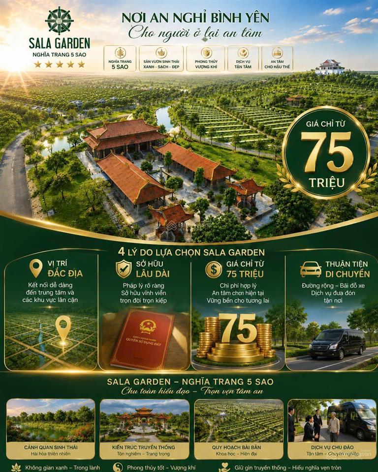 75 triệu/mộ  hoa viên sala garden  m3 và m4