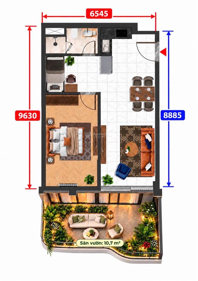 Bán căn cc cao cấp dự án fours toà f2 căn sân vườn 61.7m2 giá chỉ 2tỷ5x gần sông  cận biển