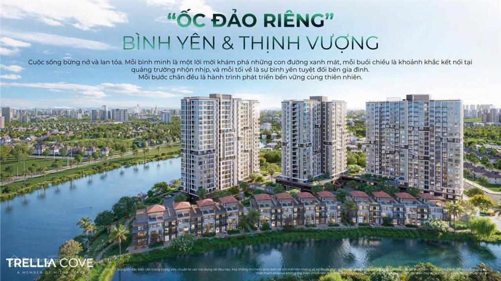Suất nội bộ trellia cove căn 2pn 1wc chỉ 4tỷ/căn, ck 14,5%, ngân hàng ht 0% ls và ân hạn gốc 22th