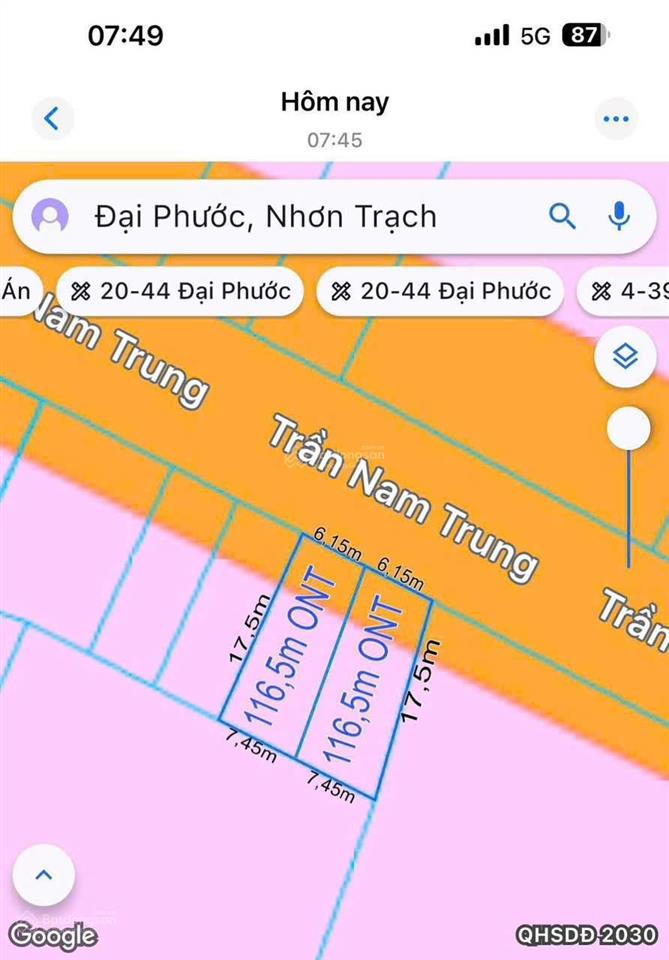 Bán đất siêu hot tại đường trần nam trung, xã đại phước, đồng nai, 4,2 tỷ, 116,5 m2
