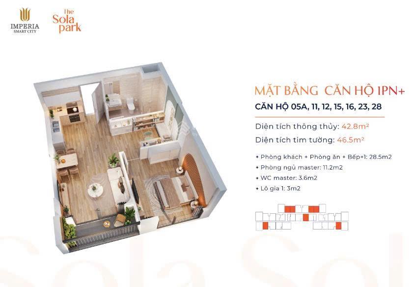 Quỹ 599 chung cư imperia sola park t3/2027 nhận nhà, hỗ trợ vay ngân hàng lãi suất 0% giá từ 2.3 tỷ