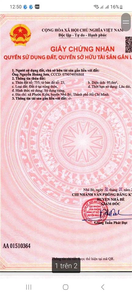 Bán đất kdc đào sư tích phước kiển  80m2  5.9 tỷ