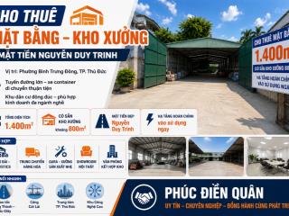Cho thuê 1400m2 mặt tiền nguyễn duy trinh 0902 454 ***