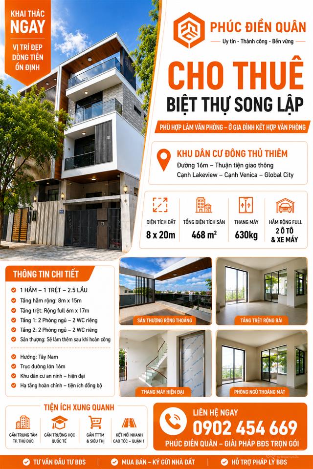 Tôi cho thuê biệt thự song lập 0902 454 ***