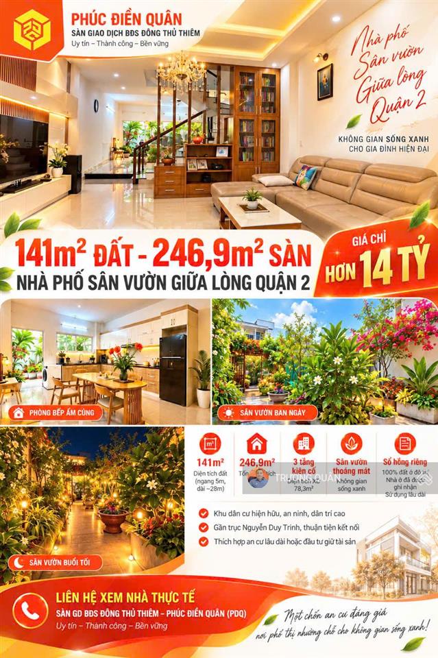 Bán căn nhà phố vườn 140m2 đất xây 3 tầng 2 sân vườn 0902 454 ***