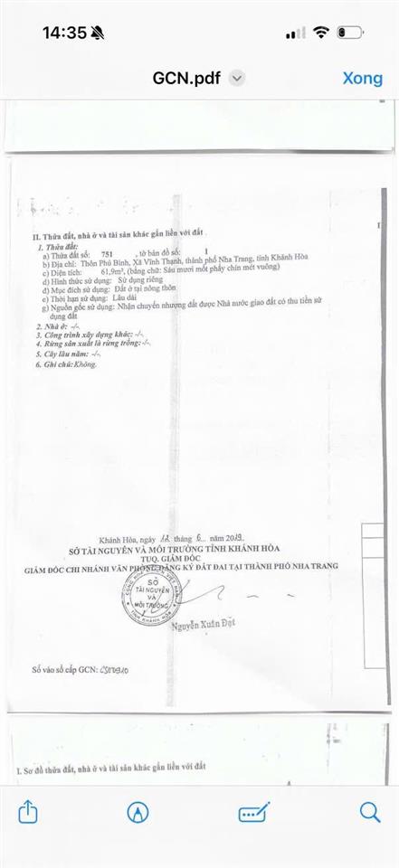 Bán lô đất vĩnh thạnh nay thuộc tây nha trang 62m2 giá chỉ 1 tỷ 380