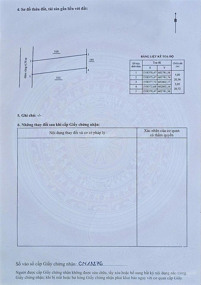 Bán lô đất đẹp hẻm nguyễn biểu, vĩnh hải  102,8m2 ngang 5m  giá 65 tr/m2