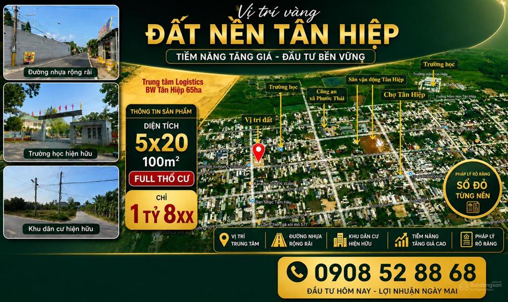 Hàng nóng !!! đất nền khu dân cư bàn cờ tân hiệp phước thái