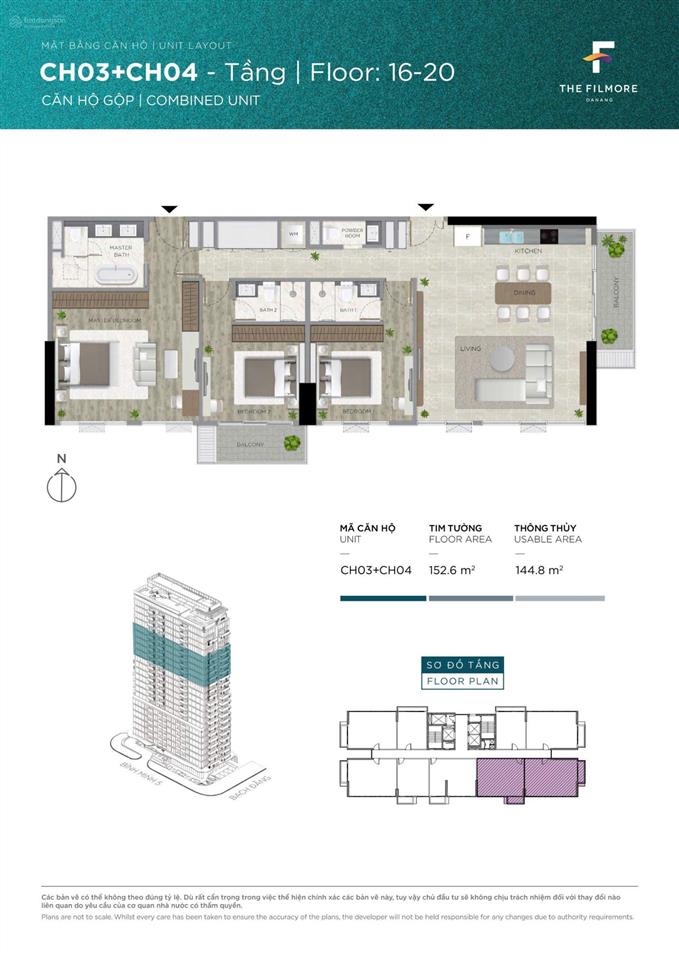 Chủ gửi bán căn combined góc tầng cao, view trực diện 2 mặt sông, full nội thất