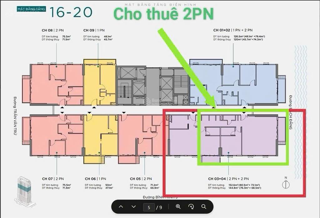 Chủ gửi bán căn combined góc tầng cao, view trực diện 2 mặt sông, full nội thất