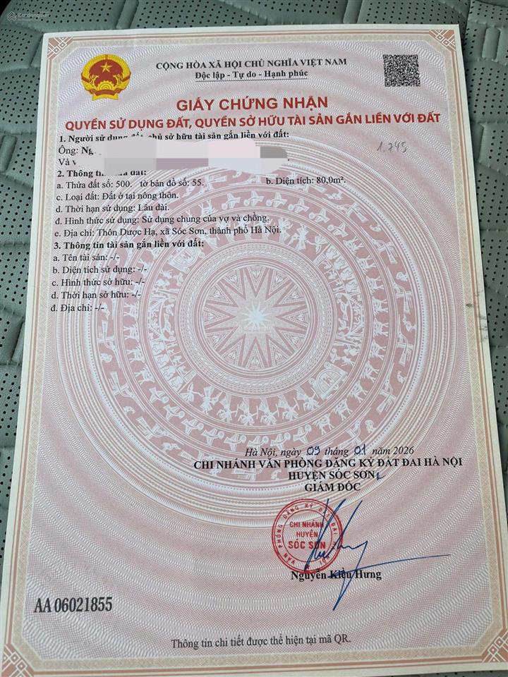 Cơ hội sở hữu lô đất đẹp tại dược hạ  sóc sơn  hà nội