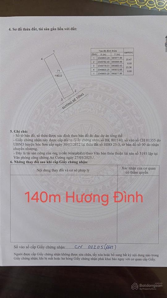 Bán đất tại thôn hương đình, xã mai đình, sóc sơn, hà nội, 38 triệu / m2, 140 m2