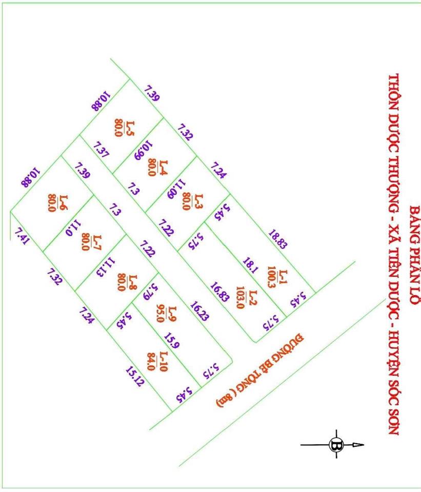Bán 5 lô 80m2 đất thôn đồng roi  dược thượng  sóc sơn