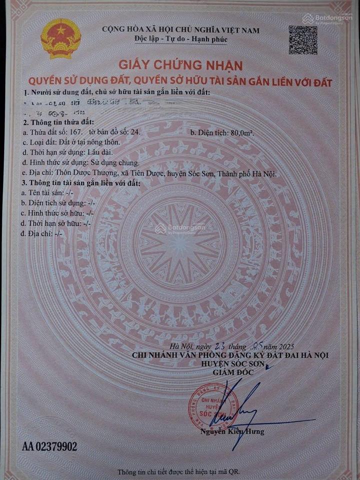 Bán 5 lô 80m2 đất thôn đồng roi  dược thượng  sóc sơn