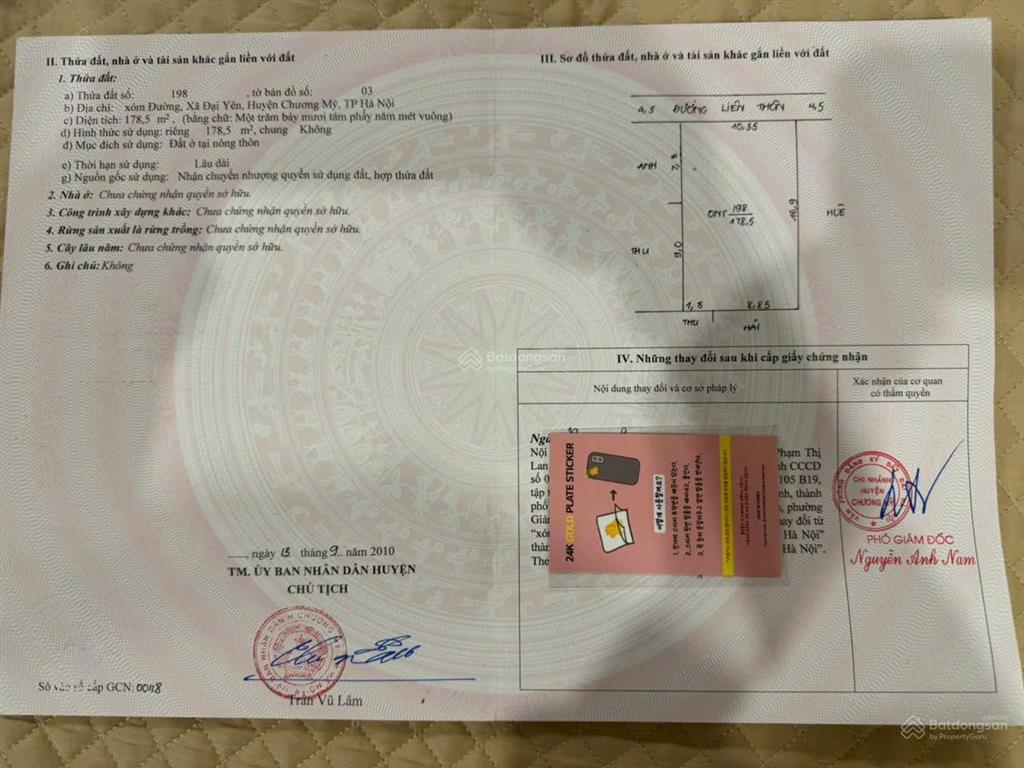 Bán đất đại yên  phường chương mỹ. mặt tiền rộng 10,5m. kinh doanh tốt.  0903 266 *** chị phương