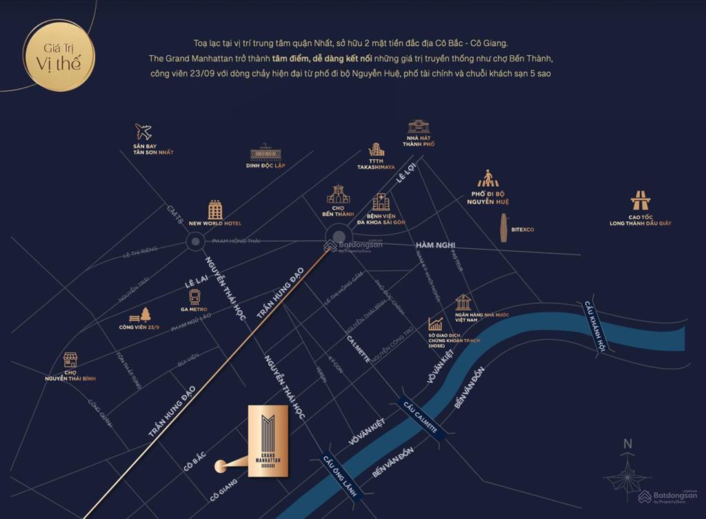 Cần bán căn hộ 2pn2wc lõi quận 1 the grand manhattan novaland giá 13.2 tỷ tầng cao 0909 113 ***