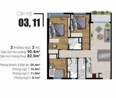 Căn hộ river panorama (the garden bay), 89 hoàng quốc việt, 65m2, 2pn, 2wc, 14tr. linh 0902 505 ***