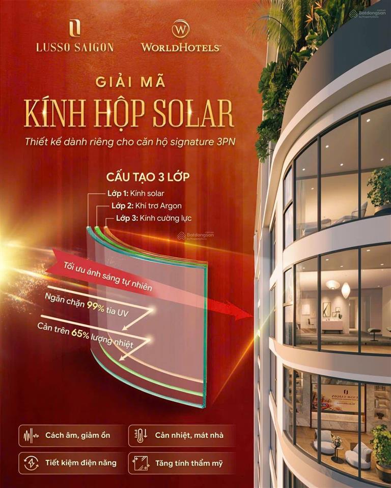 Lusso saigon 3pn view panorama full kính, chỉ 11% (539tr) đến nhận nhà, vận hành bởi ks worl hotel
