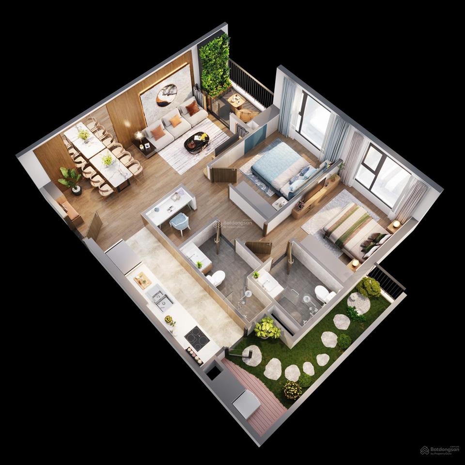 5,2 tỷ/83 m2 2 ngủ(tặng thêm voucher 450700 triệu) tầng trung view khu biệt thự siêu đẹp wisteria