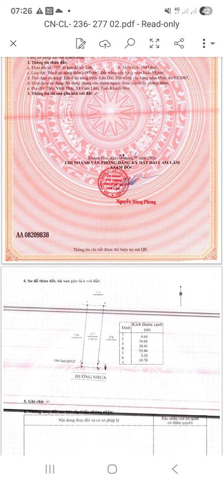 Giới thiệu lô đất 1585m2 siêu đẹp tại xã cam lâm 100% thổ cư đường 30 mét giá rẻ