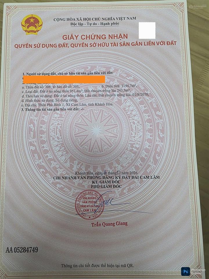 Bán đất sổ hồng 100% thổ cư mặt ql1a giáp vinhomes (khu 1) 3**/mét ngang