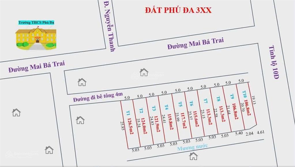 Đất phú đa đường mai bá trai gần tl10  125m ngang 5m  chỉ 3** triệu