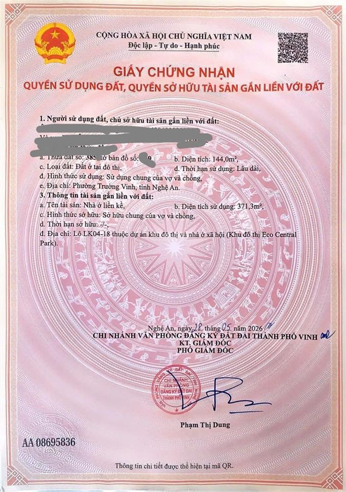 Cắt lỗ sâu 800tr bán căn xẻ khe đại lộ hùng vương  eco central park vinh  nghệ an 0941 358 ***