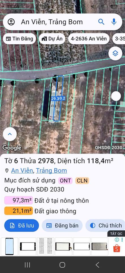 Bán đất tại xã an viễn, 2,6 tỷ, 118,4m2
