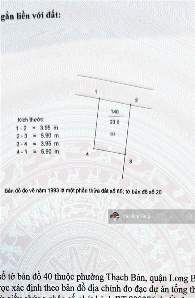 Thạch bàn long biên, bán đất tặng nhà 2 tầng, ngõ thông ô tô 5 chỗ