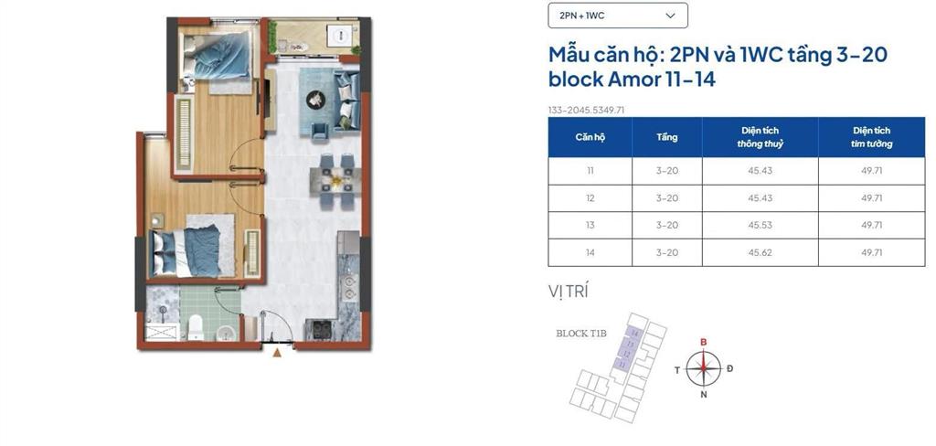 Căn hộ 2pn, 50m2 giá chỉ 1.7 tỷ full vat cuối năm nhận nhà 2026. thanh toán chỉ 400tr nhận nhà