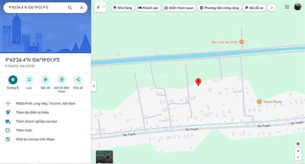 Bán 540m đất thổ cư trà vinh tân hiệp giá 300 triệu (bán đúng giá)