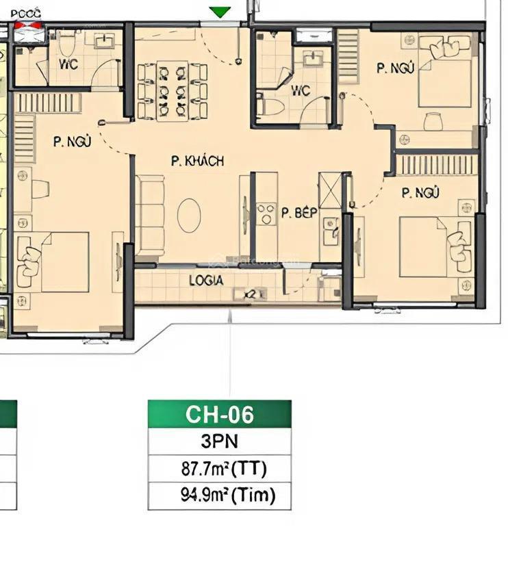 Chính chủ bán cắt lỗ 300tr be4xx06 3pn tầng đẹp view thoáng nhìn sang sông san hô, giá chỉ 5.8 tỷ