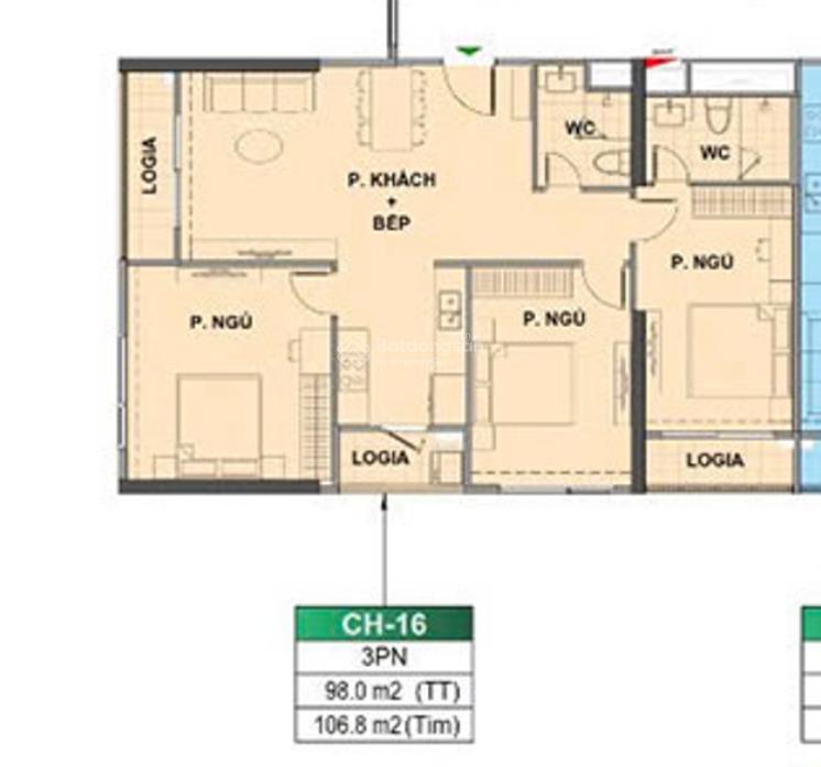 Bán ld2xx16 3pn tầng trung 98m2, tb  tn giá chỉ từ 6.2x tỷ