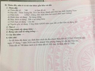 Cặp 265m2 view sông cẩm kim. mt 10m đường ô tô tránh. làm villa homestay