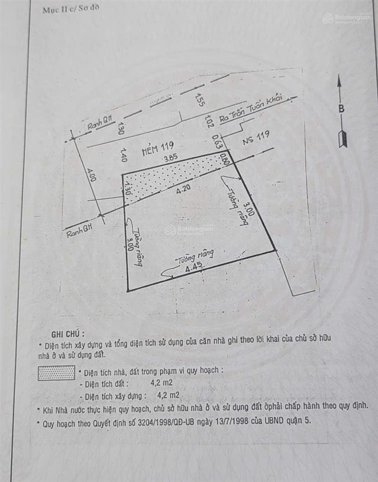 Bán nhà riêng tại 119/1 trần tuấn khải, p 5, q5, hcm giá 4,1 tỷ, dtsd 25,9m2, trệt 2 lầu