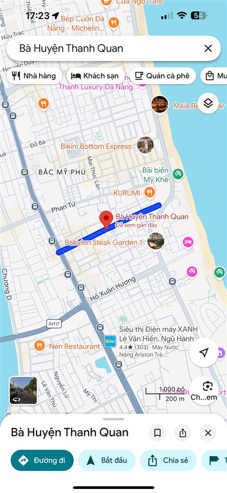 Bán đất mặt tiền bà huyện thanh quan, 214.5m2, mỹ an, sát biển mỹ khê, đà nẵng