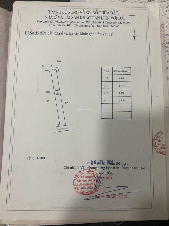 Bán gấp nhà riêng 346m2 tại ấp thôi môi, long an, giá tốt 1,65 tỷ