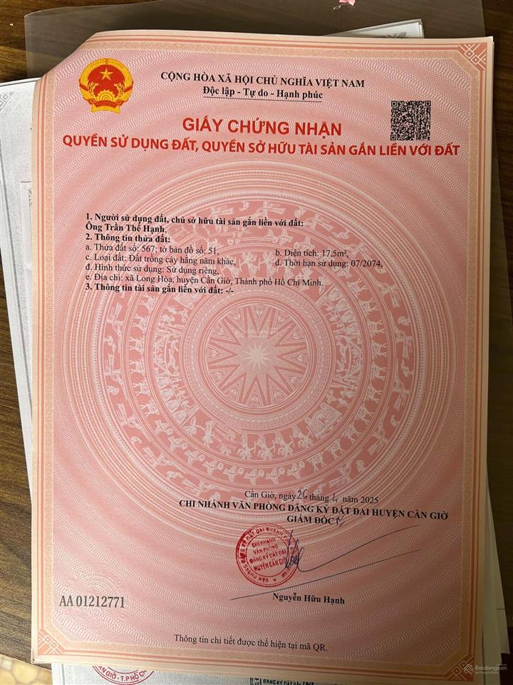 Cần bán lô đất thổ cư đường nhựa ô tô cách đường lương văn nho 30m cách đường thạnh thơi 100m