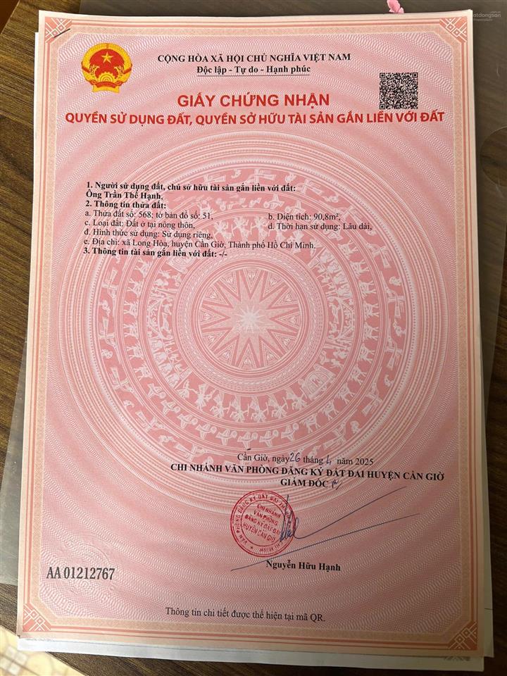 Cần bán lô đất thổ cư đường nhựa ô tô cách đường lương văn nho 30m cách đường thạnh thơi 100m