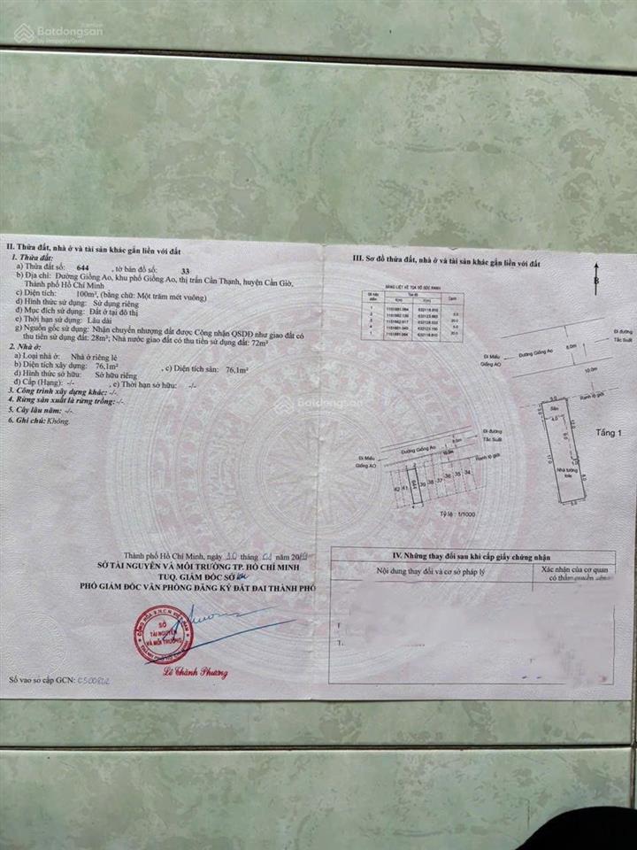 Cần bán lô đất 100m2 thổ cư đường giồng ao, có nhà cấp 4, có hoàn công