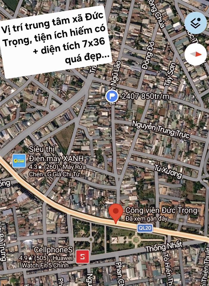 Bán đất vàng 257m2 trung tâm đức trọng mặt tiền phạm ngũ lão (kế công viên kim đồng)