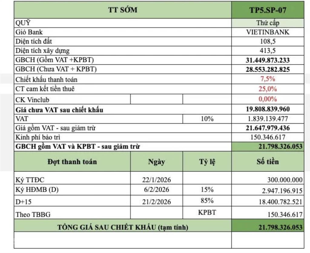 Bán boutique 109m phân khu sao phương tây vinhomes cổ loa giá 21,79 tỷ  0916 471 ***