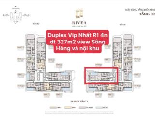 Căn duplex 4n view sông hồng dt 327m2 toà r1 rivea residences.