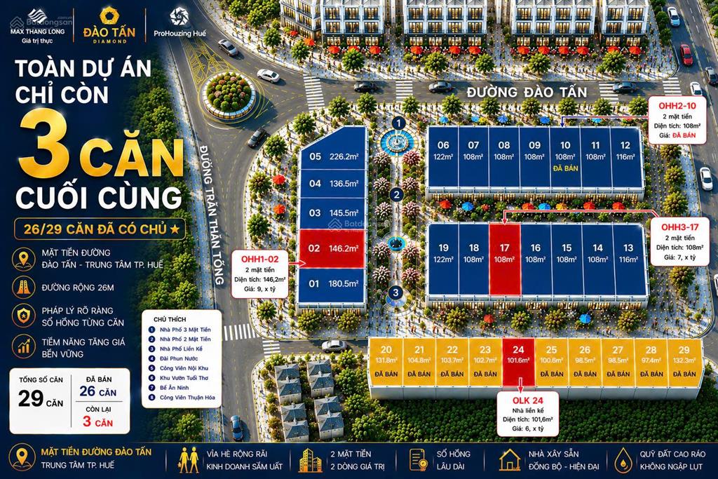 Đào tấn diamond city chỉ còn căn cuối cùng tại trung tâm tp. huế